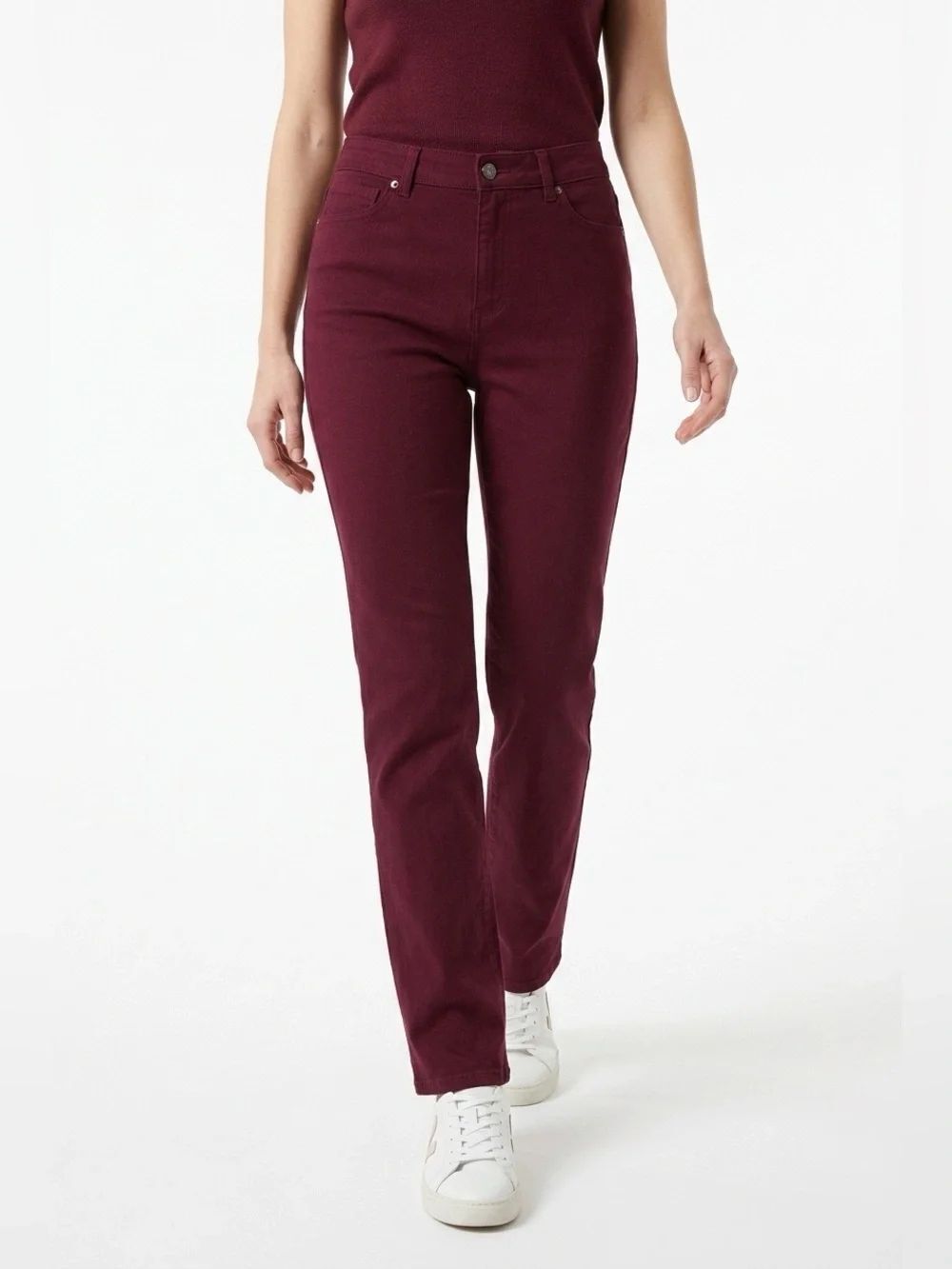 Gloria Vanderbilt Amanda High-Rise Straight Jeans in Burgundy